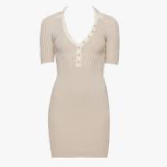 JACQUEMUS SSense La Robe Polo Ribbed Beige Short Sleeve Mini Dress - Picture 3 of 10